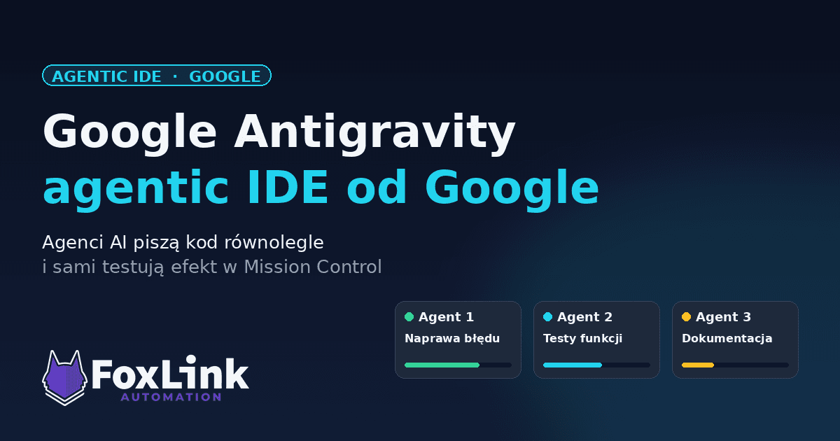 Google Antigravity — interfejs agentic IDE z agentami AI piszącymi kod równolegle w Mission Control