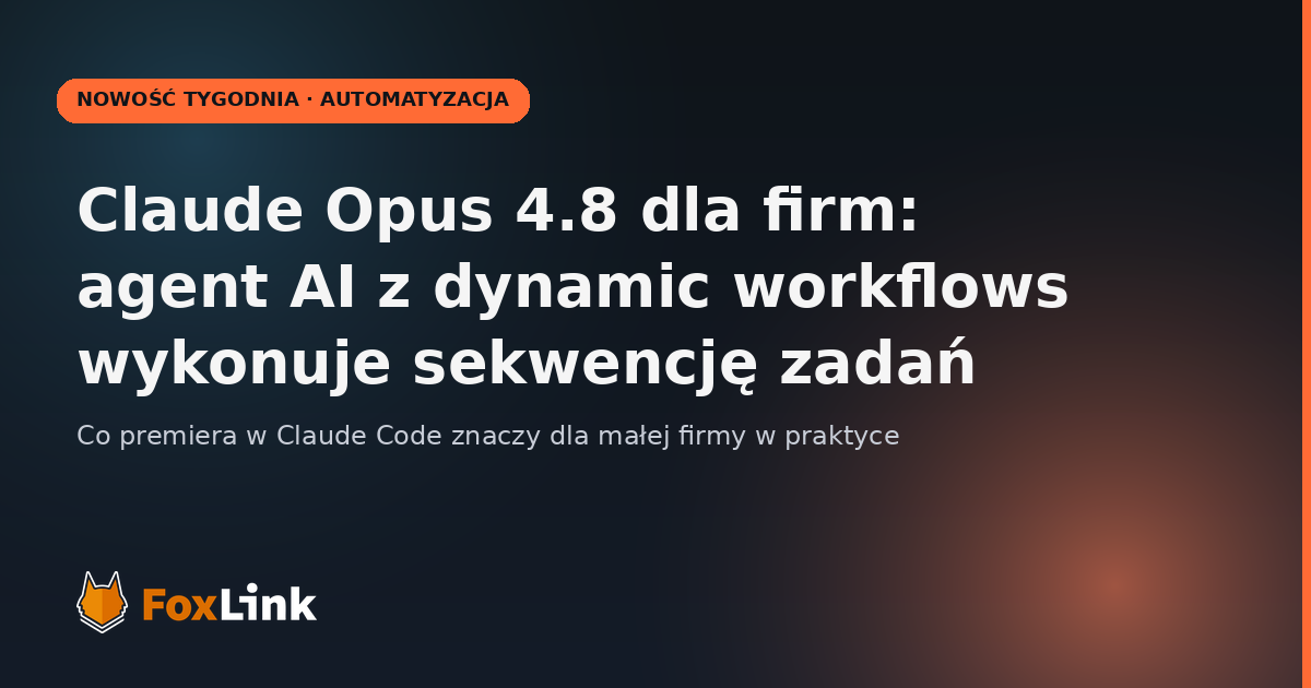 Claude Opus 4.8 dla firm — agent AI z dynamic workflows wykonuje sekwencję zadań w środowisku Claude Code